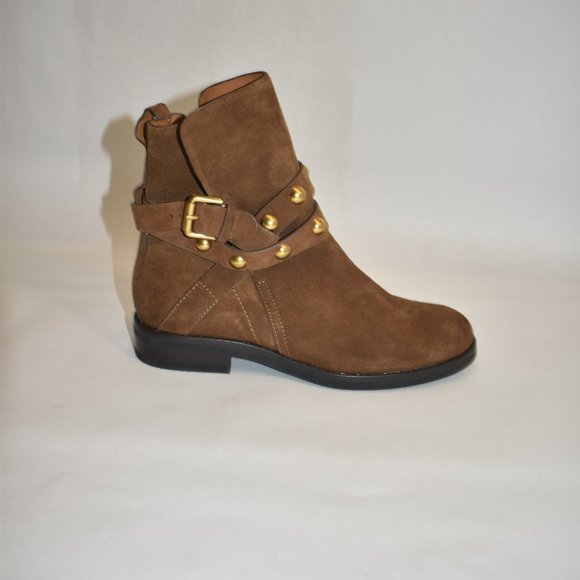 See by Chloe Neo Janis Flat Ankle Boots Brown Size 37 EU 7 US - Picture 4 of 11